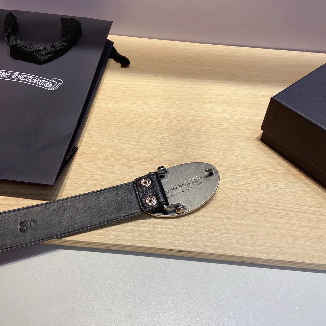 𝐂𝐡𝐫𝐨𝐦𝐞𝐇𝐞𝐚𝐫𝐭𝐬 Crow Heart double-sided tree plaster leather stitched cross belt (detachable version), high-quality hardware, with 2 logo buckles on the belt, very cool.
